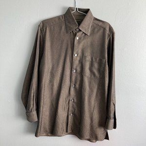 ermenegildo zegna Shirt Button Up Brown Copper Geometric Size M 100% Cotton